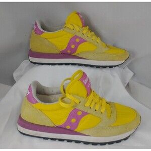 Saucony Womens Jazz Original S1044-364 Yellow Pink Running Shoes Sneakers Size 7